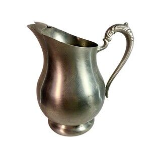 Rogers Pewter Pitcher Vintage Ornate Detail on Handle 9" Tall